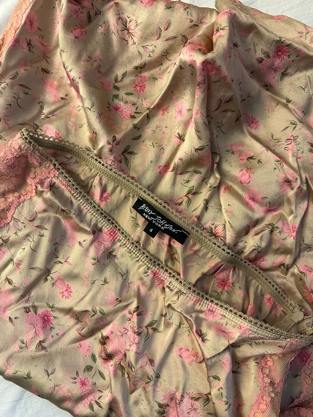Y2K Vintage Betsey Johnson Ditsy Floral Slip Skirt with Bows 4